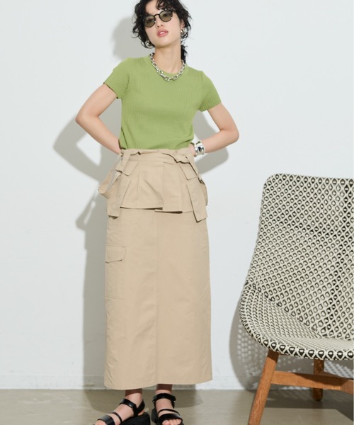 THE YOn（ザヨン）の「綿ナイロンサイドポケットカーゴスカート（スカート・レディース・ホワイト/ブラック/ベージュ・FREE）」の12枚目の写真