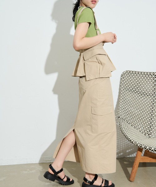 THE YOn（ザヨン）の「綿ナイロンサイドポケットカーゴスカート（スカート・レディース・ホワイト/ブラック/ベージュ・FREE）」の16枚目の写真