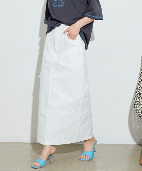 THE YOn（ザヨン）の「綿ナイロンサイドポケットカーゴスカート（スカート・レディース・ホワイト/ブラック/ベージュ・FREE）」の8枚目の写真