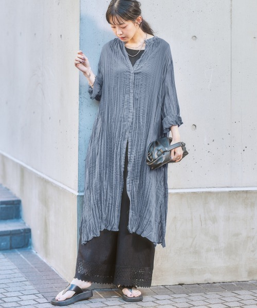 Soiunique（スワユニーク）の「ワッシャー加工ロングシャツワンピース 