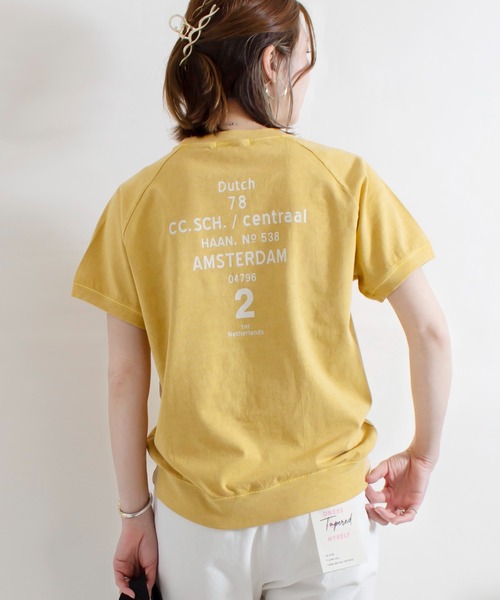 ALL ORDINARIES(オールオーディナリーズ)の「ピグメント染め Dutch78 ラグラン半袖Tシャツ(Tシャツ/カットソー・レディース・ネイビー/ライトグレー/イエロー/アイボリー・S/M/L/XL)」の4枚目の写真