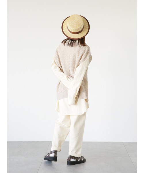 ehka sopo（エヘカソポ）の「メッシュ編みニットベスト（ベスト・レディース・キナリ/サックスブルー/グレー/ブラック・ﾌﾘ-）」の16枚目の写真