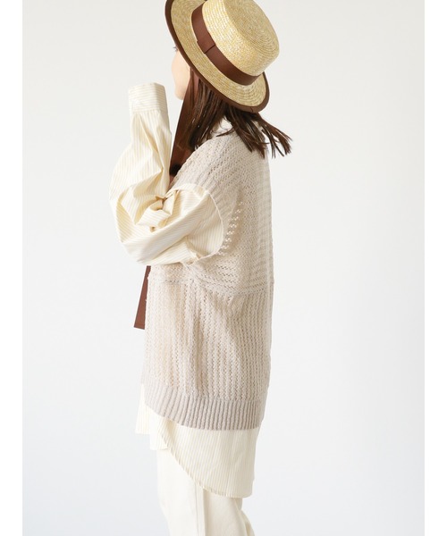 ehka sopo（エヘカソポ）の「メッシュ編みニットベスト（ベスト・レディース・キナリ/サックスブルー/グレー/ブラック・ﾌﾘ-）」の6枚目の写真