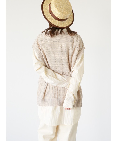 ehka sopo（エヘカソポ）の「メッシュ編みニットベスト（ベスト・レディース・キナリ/サックスブルー/グレー/ブラック・ﾌﾘ-）」の18枚目の写真