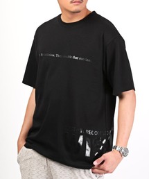 ポンチ光沢ロゴプリント半袖ビッグTシャツ