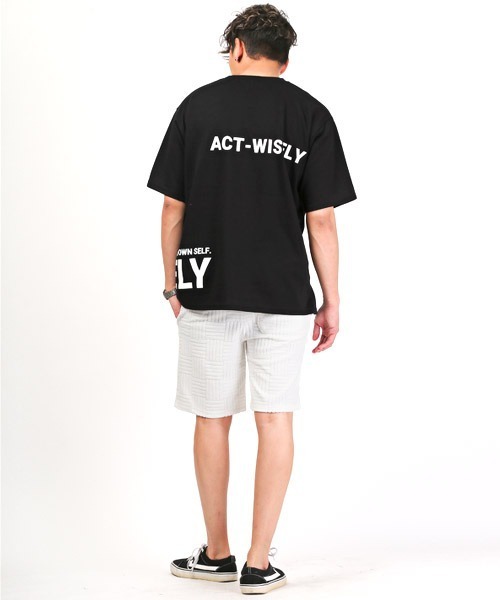 LUXSTYLE(ラグスタイル)の「ポンチ光沢ロゴプリント半袖ビッグTシャツ(Tシャツ/カットソー・メンズ・ブラック×ブラック/ホワイト/ブラック×ホワイト・M/L)」の9枚目の写真
