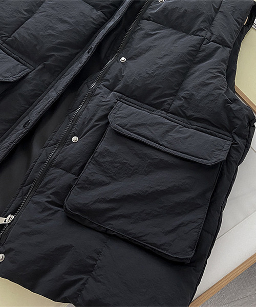 c.u.l（シーユーエル）の「ユニセックス ビックポケット中綿ダウンベスト culw515（ダウンベスト・レディース・ベージュ/アイボリー/ブラック・M/L/XL）」の19枚目の写真