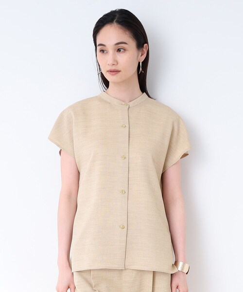 INDIVI（インディヴィ）の「◆【羽織りとしても!/SETUP可能/洗える/UVケア】麻調セミAラインブラウス〈夏の通勤・お出かけにおすすめ！〉（シャツ/ブラウス・レディース・チャコールグレー/オフホワイト/ベージュ/ブラック・34/12/15 /05/19/13/38）」の14枚目の写真