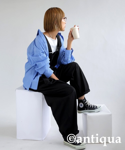 antiqua(アンティカ)の「綿100%ミリタリーサロペット(サロペット/オーバーオール・レディース・ブラック/カーキ・FREE)」の7枚目の写真