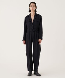 【良品】DES PRES デプレ　黒　オールインワン・ジャンプスーツ FREE セール】＜le＞オープンカラー ジャンプスーツ（つなぎ