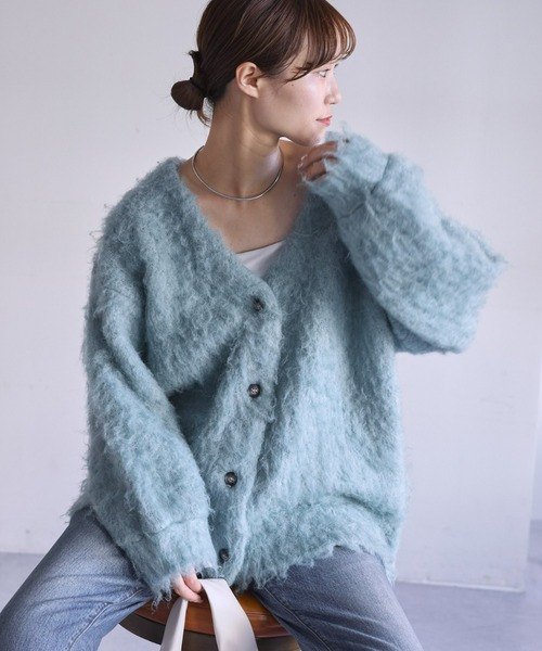 チーゼル起毛 ニットカーディガン CONFECT チーゼル起毛ニット カーディガン