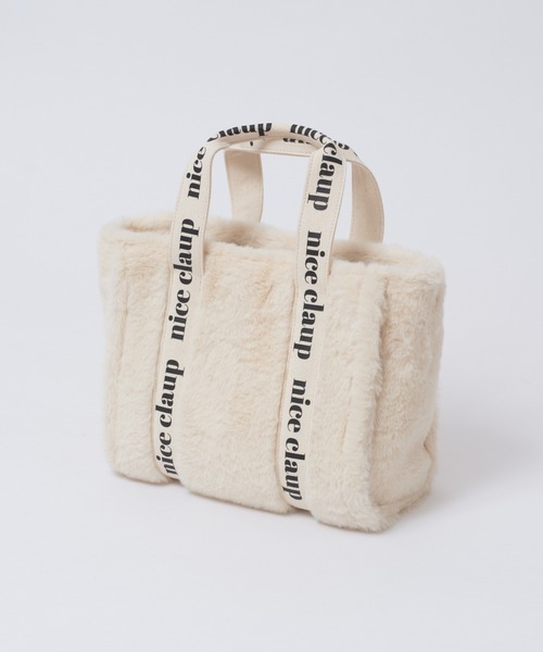 ロゴテープフェイクファーミニトートバッグ（トートバッグ）｜one