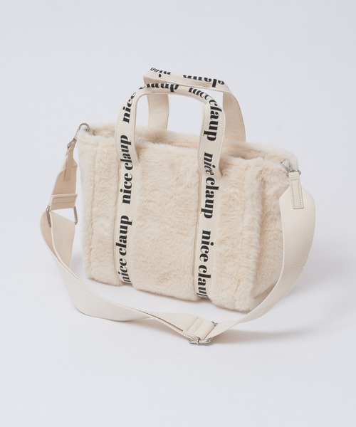 ロゴテープフェイクファーミニトートバッグ（トートバッグ）｜one