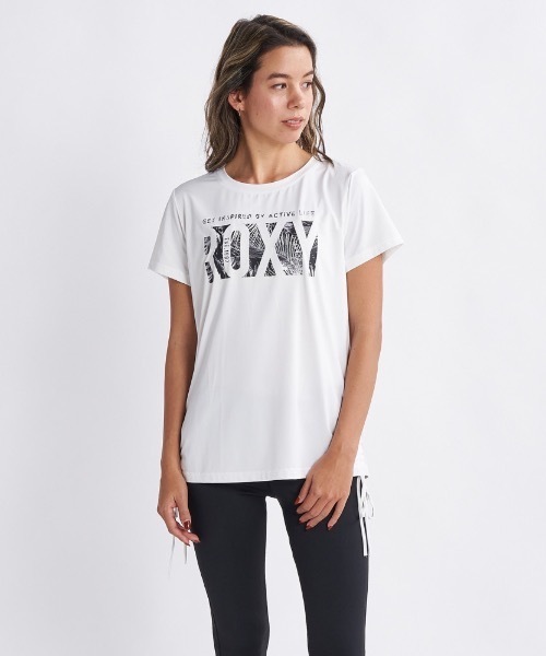 ROXY(ロキシー)の「SOMEHOW/ロキシーUVカット付きドライフロントブランドロゴ裾シャーリング半袖カットソー(Tシャツ/カットソー・レディース・ホワイト/ブラック/グリーン・LARGE/SMALL/MEDIUM)」の2枚目の写真