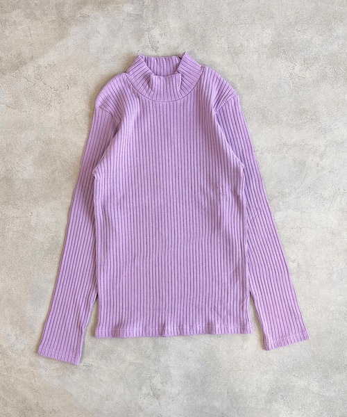 CALMIA(カルミア)の「裏起毛テレコ ハイネックプルオーバー/おとな(Tシャツ/カットソー・レディース・ラベンダー/ピンク/チャコール/ライトブルー/ライトグリーン・160cm)」の4枚目の写真