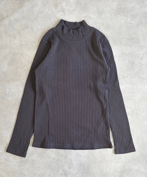 CALMIA(カルミア)の「裏起毛テレコ ハイネックプルオーバー/おとな(Tシャツ/カットソー・レディース・ラベンダー/ピンク/チャコール/ライトブルー/ライトグリーン・160cm)」の2枚目の写真