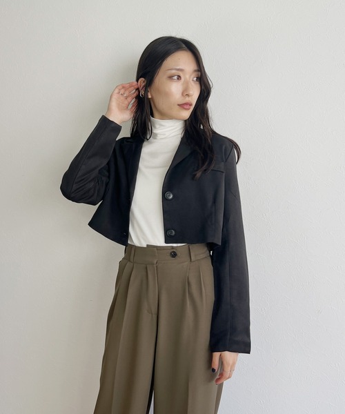 ISOOK（アイスー）の「【ISOOK / アイスー】ショートテーラードジャケット / クロップドジャケット キレイめ ZOZOTOWN限定（テーラードジャケット・レディース・グレー/ブラック・FREE）」の10枚目の写真