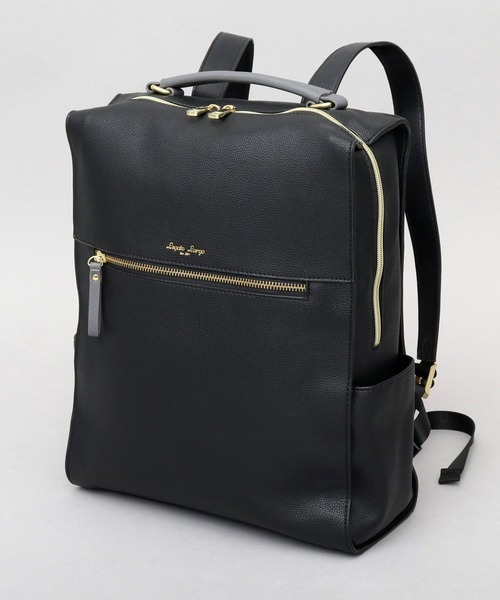 Legato Largo(レガートラルゴ)の「フルグレイン フェイクレザー PC収納 ビジネスリュック(バックパック/リュック・レディース・ブラウン/ライトグレー/ブラック・FREE)」の7枚目の写真