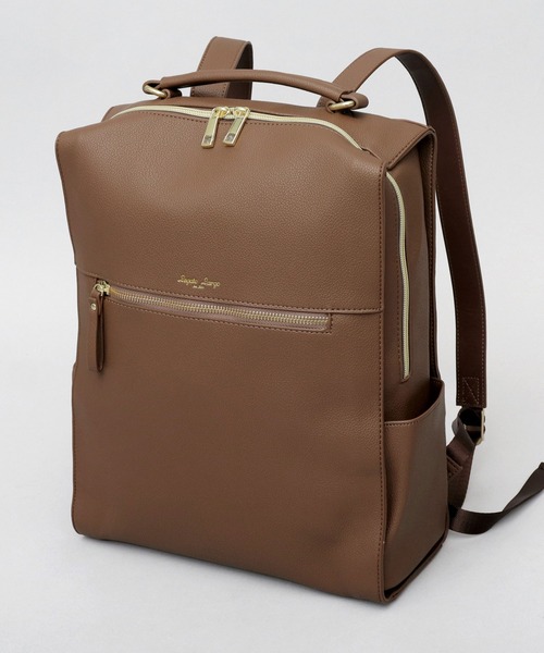 Legato Largo(レガートラルゴ)の「フルグレイン フェイクレザー PC収納 ビジネスリュック(バックパック/リュック・レディース・ブラウン/ライトグレー/ブラック・FREE)」の8枚目の写真