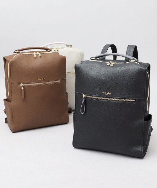 Legato Largo(レガートラルゴ)の「フルグレイン フェイクレザー PC収納 ビジネスリュック(バックパック/リュック・レディース・ブラウン/ライトグレー/ブラック・FREE)」の17枚目の写真