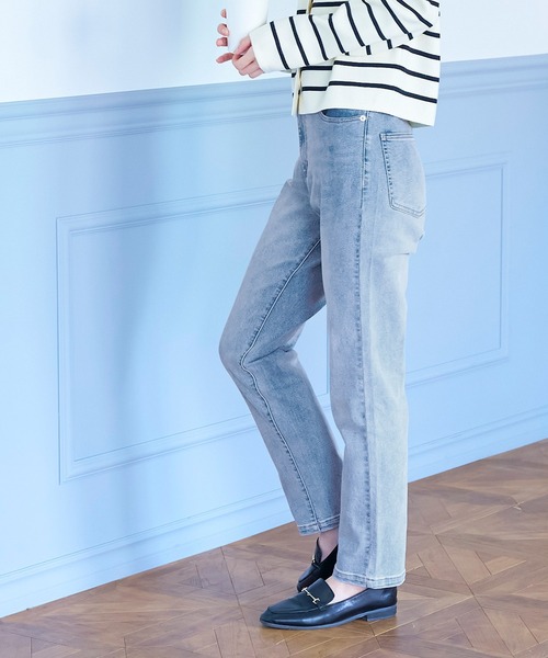 coca(coca)(コカ)の「ストレッチハイウエストテーパードデニム(デニムパンツ・レディース・ブルー・L/S/M)」の4枚目の写真