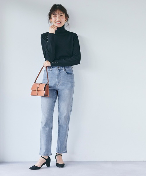 coca(coca)(コカ)の「ストレッチハイウエストテーパードデニム(デニムパンツ・レディース・ブルー・L/S/M)」の9枚目の写真