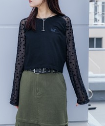 FOREVER 21 | 【2023AW】袖チュールラグランT(Tシャツ/カットソー)