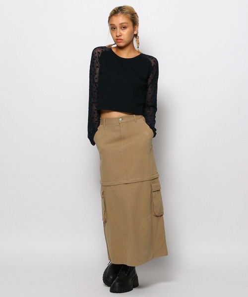 FOREVER 21（フォーエバー トゥエンティーワン）の「【2023AW】袖チュールラグランT（Tシャツ/カットソー・レディース・ブラック/レッド・FREE）」の7枚目の写真