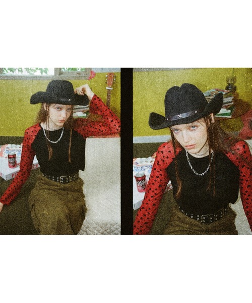 FOREVER 21（フォーエバー トゥエンティーワン）の「【2023AW】袖チュールラグランT（Tシャツ/カットソー・レディース・ブラック/レッド・FREE）」の21枚目の写真