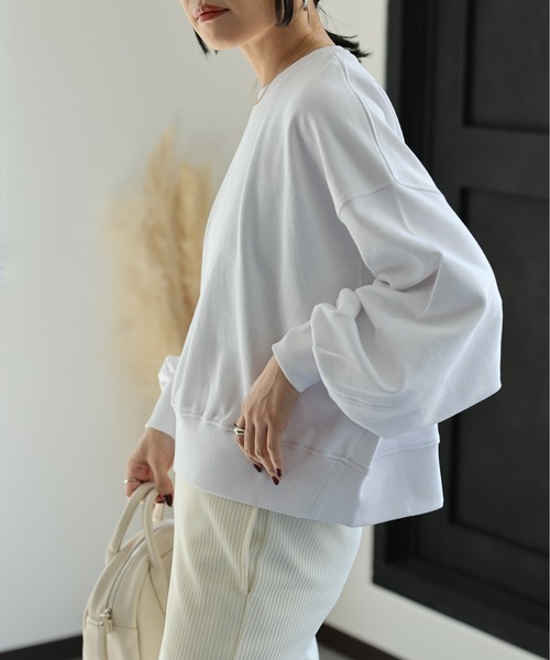 ap retro（アプレトロ）の「【USAコットン】ショート丈プルオーバー/シンプルスウェット（スウェット・レディース・ホワイト/ブラック/チャコールグレー/ライトグレー・FREE）」の6枚目の写真