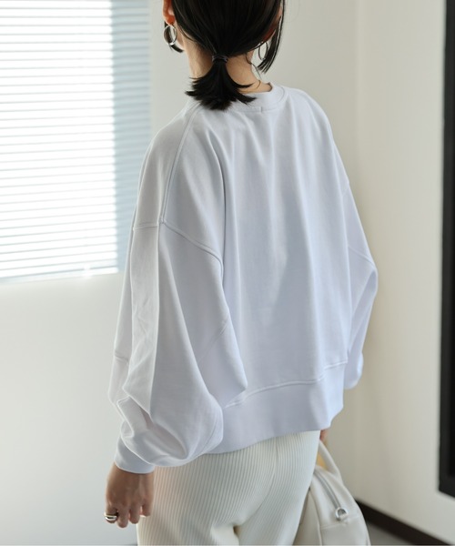 ap retro（アプレトロ）の「【USAコットン】ショート丈プルオーバー/シンプルスウェット（スウェット・レディース・ホワイト/ブラック/チャコールグレー/ライトグレー・FREE）」の9枚目の写真