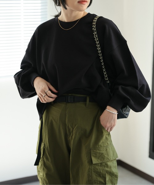 ap retro（アプレトロ）の「【USAコットン】ショート丈プルオーバー/シンプルスウェット（スウェット・レディース・ホワイト/ブラック/チャコールグレー/ライトグレー・FREE）」の20枚目の写真