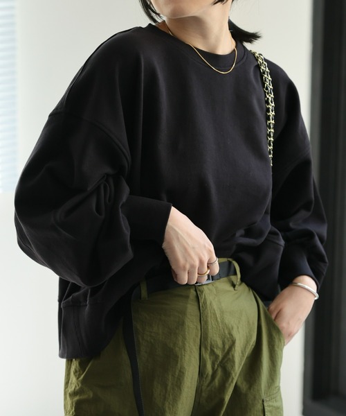 ap retro（アプレトロ）の「【USAコットン】ショート丈プルオーバー/シンプルスウェット（スウェット・レディース・ホワイト/ブラック/チャコールグレー/ライトグレー・FREE）」の21枚目の写真