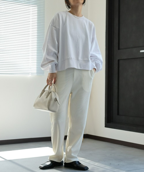 ap retro（アプレトロ）の「【USAコットン】ショート丈プルオーバー/シンプルスウェット（スウェット・レディース・ホワイト/ブラック/チャコールグレー/ライトグレー・FREE）」の13枚目の写真