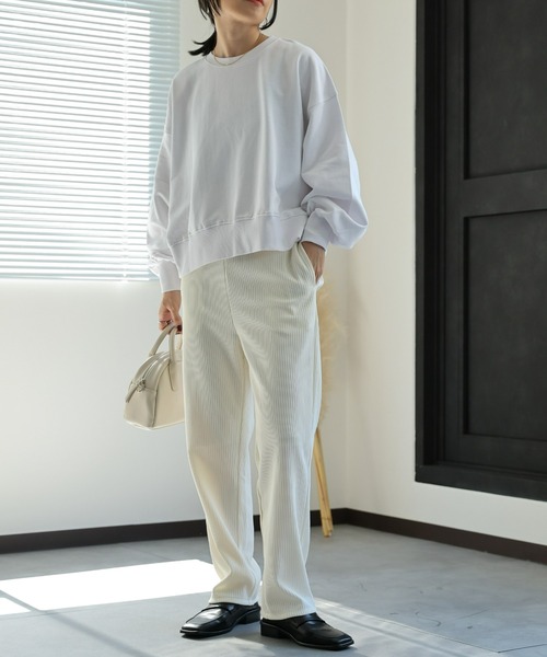 ap retro（アプレトロ）の「【USAコットン】ショート丈プルオーバー/シンプルスウェット（スウェット・レディース・ホワイト/ブラック/チャコールグレー/ライトグレー・FREE）」の14枚目の写真