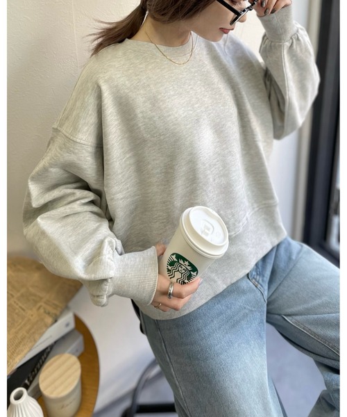 セール】【USAコットン】ショート丈プルオーバー/シンプルスウェット