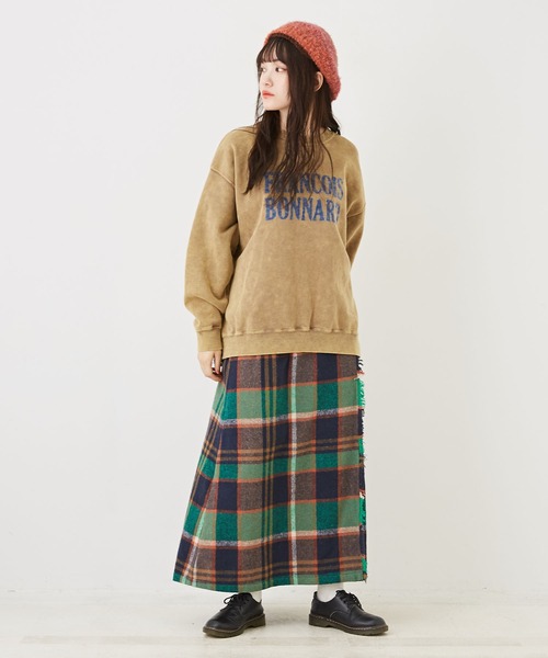 CUBE SUGAR(キューブシュガー)の「モコモコかすりニットベレー帽(ハンチング/ベレー帽・レディース・ブルー/マルチ/レッド/グリーン・M)」の9枚目の写真