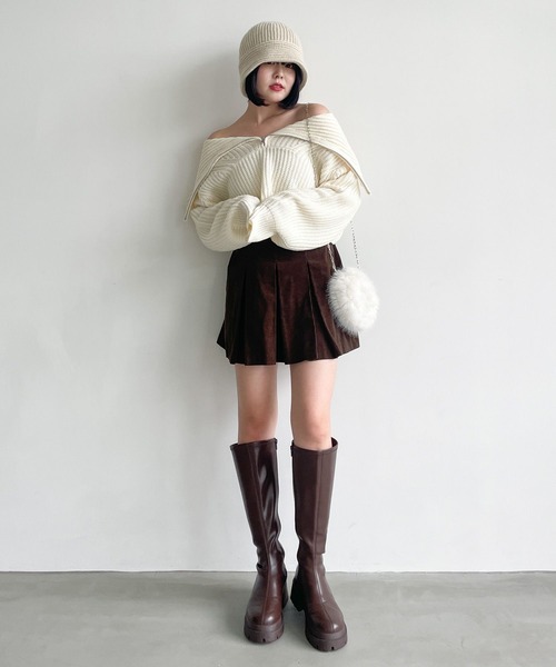 Heather（ヘザー）の「ハーフZIPニットプルオーバー　979632（ニット/セーター・レディース・アイボリー/グレー/ブラック・FREE）」の6枚目の写真