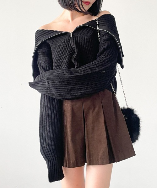 Heather（ヘザー）の「ハーフZIPニットプルオーバー　979632（ニット/セーター・レディース・アイボリー/グレー/ブラック・FREE）」の7枚目の写真