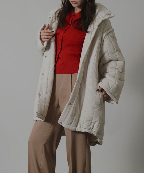セール】【2WAY】キルティングドロストコート / 中綿コート（ダウン