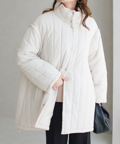 セール】【2WAY】キルティングドロストコート / 中綿コート（ダウン
