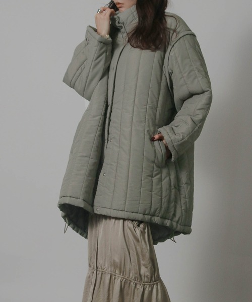 2WAY】キルティングドロストコート / 中綿コート（ダウンジャケット