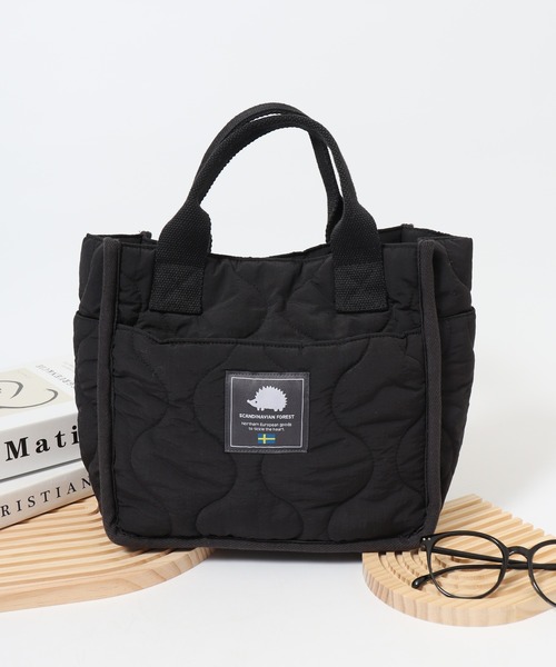 SCANDINAVIAN FOREST（スカンジナビアン・フォレスト）の「SCANDINAVIAN FOREST　ウェーブキルトミニトート（トートバッグ・メンズ・オフホワイト/カーキ/ブラック/カーキ系/ブラック系/グレイッシュベージュ/グレー/グリーン系その他/ブラック系1・F/FREE）」の6枚目の写真