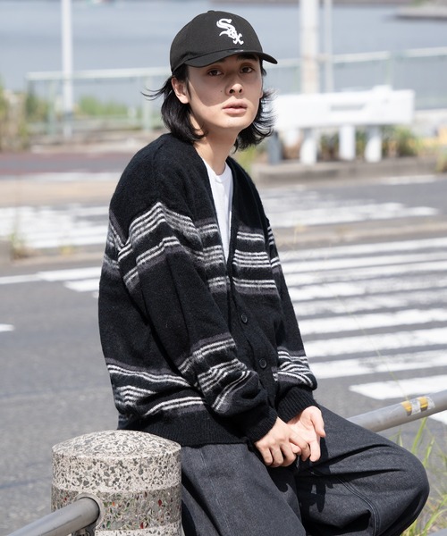 kutir(クティール)の「モヘアライクボーダーニットカーディガン(カーディガン/ボレロ・メンズ・ブラック/レッド・MEDIUM/LARGE)」の6枚目の写真