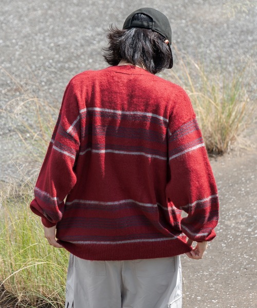 kutir(クティール)の「モヘアライクボーダーニットカーディガン(カーディガン/ボレロ・メンズ・ブラック/レッド・MEDIUM/LARGE)」の17枚目の写真