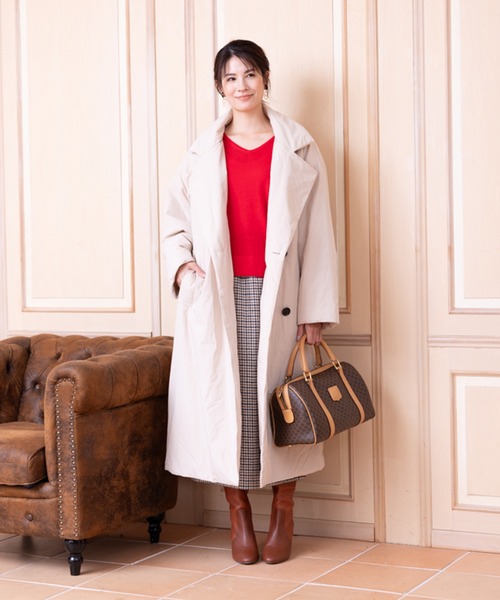 INED CLARO（イネドクラロ）の「中綿テーラーカラーコート（トレンチコート・レディース・チャコールグレー/ベージュ・フリー）」の22枚目の写真