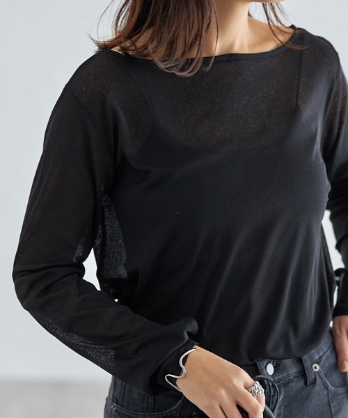 each(イーチ)の「3WAYスリーブシアーTシャツ(Tシャツ/カットソー・レディース・ホワイト/ライトグレー/チャコールグレー/ブラック・FREE)」の3枚目の写真
