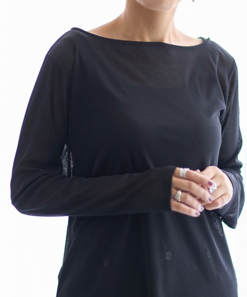 each(イーチ)の「3WAYスリーブシアーTシャツ(Tシャツ/カットソー・レディース・ホワイト/ライトグレー/チャコールグレー/ブラック・FREE)」の20枚目の写真