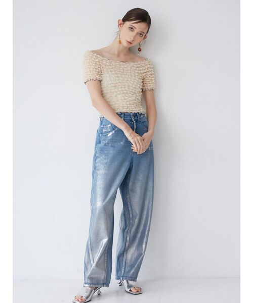 MURUA（ムルーア）の「メタリックコクーンデニム（デニムパンツ・レディース・アイボリー/ブルー・2/1）」の10枚目の写真