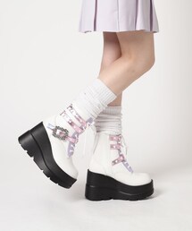 ◆厚底ハート付きキラキラベルトブーツ